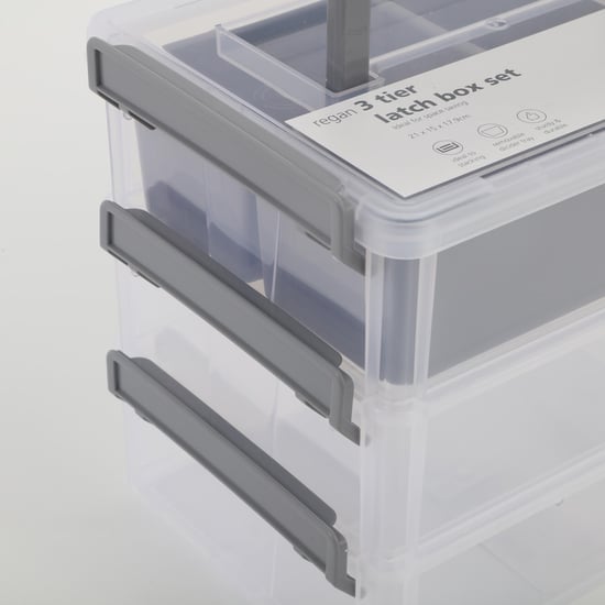 Regan Mallory Polypropylene 3-Tier Stackable Storage Box Set