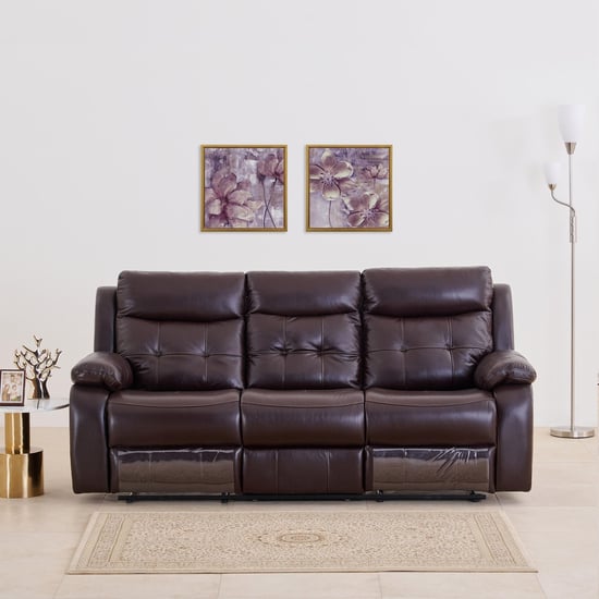 Blake Half Leather 3-Seater Recliner - Brown