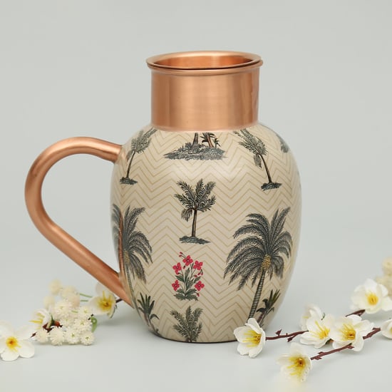 INDIA CIRCUS Chevron Palm Copper Printed Jug and Tumbler Set