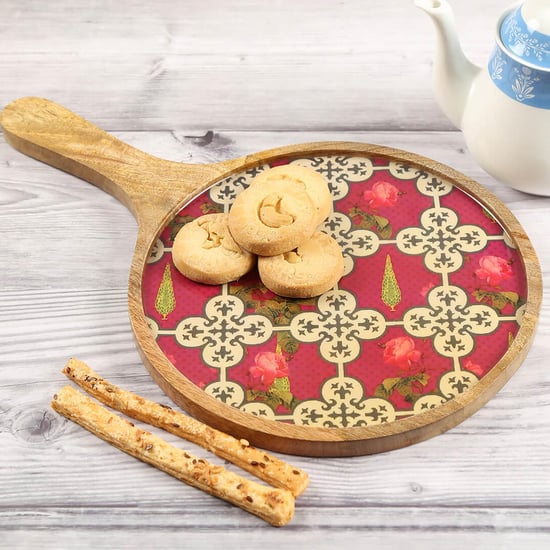 INDIA CIRCUS Clover's Knotty Play Mango Wood Printed Serving Platter - 41x25cm