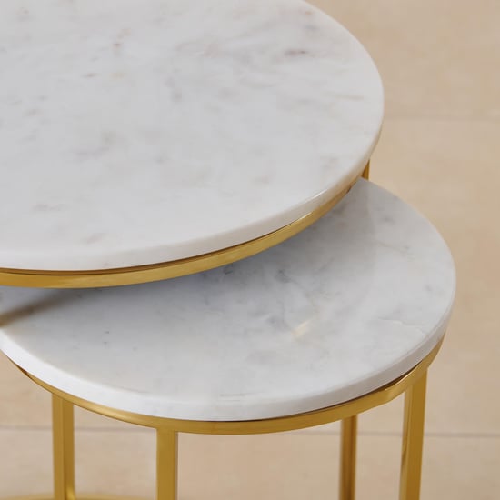 Salisbury NXT Marble Top Nest of 2 Tables Gold