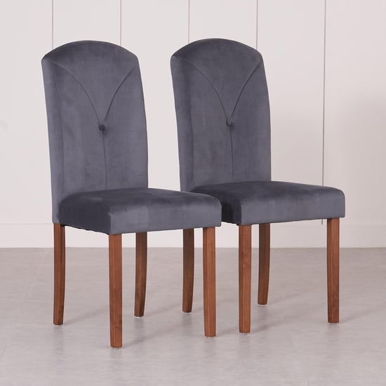 Paco Set of 2 Velvet Dining Chairs - Grey