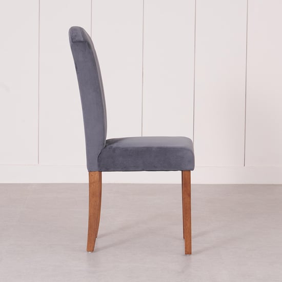 Paco Set of Velvet Dining Chairs Grey Grey Solid Wood