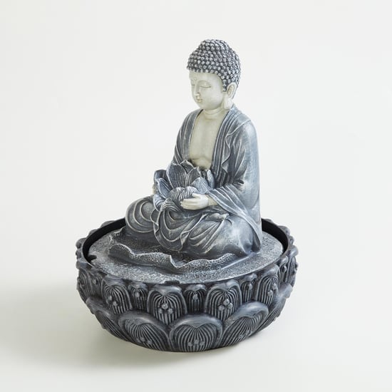 Alpine Polyresin Buddha and Lotus Fountain - 25x19 cm