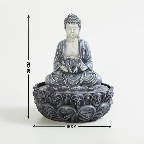 Alpine Polyresin Buddha and Lotus Fountain - 25x19 cm