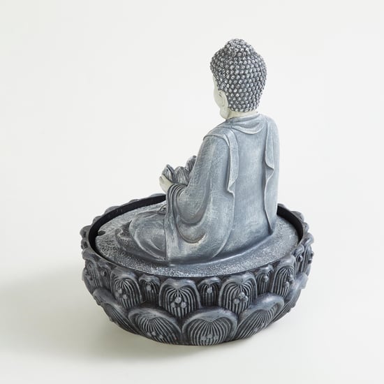 Alpine Polyresin Buddha and Lotus Fountain - 25x19 cm
