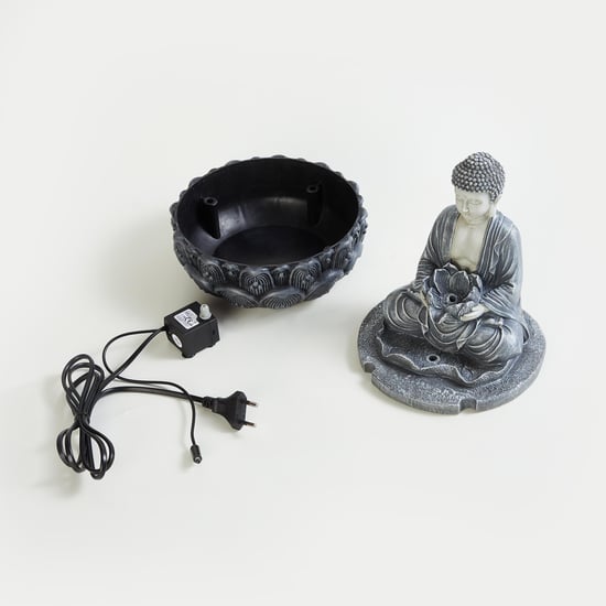 Alpine Polyresin Buddha and Lotus Fountain - 25x19 cm