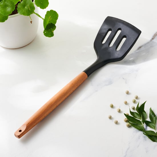 Chef Special Omega Silicone Slotted Turner with Wooden Handle