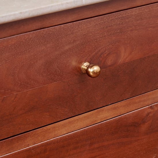 Dastkari Marble Top Buffet Sideboard Cabinet - White and Brown