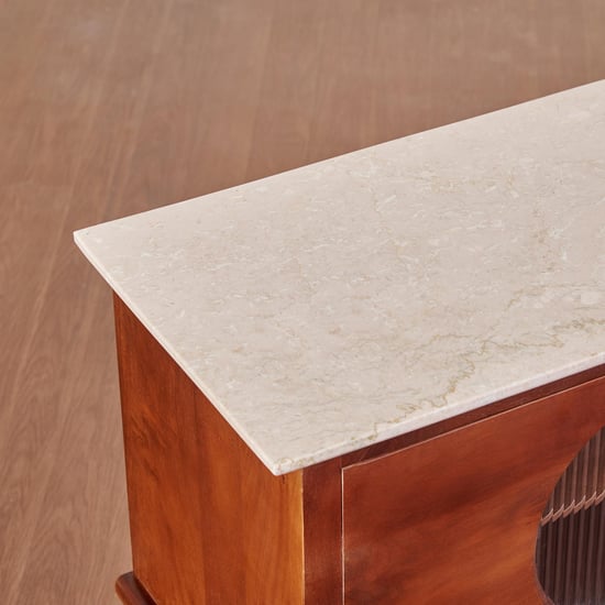 Dastkari Marble Top Buffet Sideboard Cabinet - White and Brown