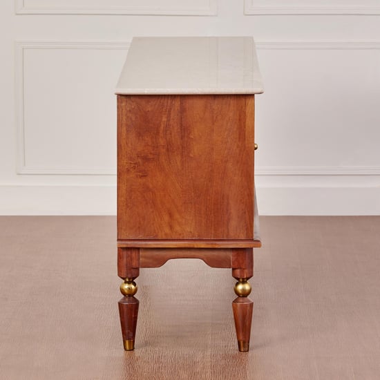 Dastkari Marble Top Buffet Sideboard Cabinet - White and Brown