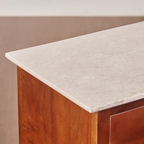 Dastkari Marble Top Buffet Sideboard Cabinet - White and Brown