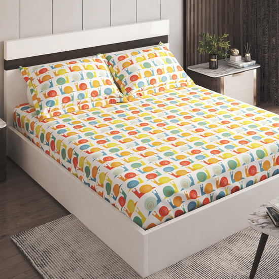 Slate Cotton 150TC Printed 3Pcs Queen Bedsheet Set