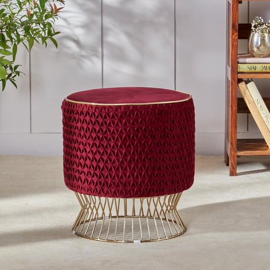 Floreena Fabric  Ottoman - Maroon