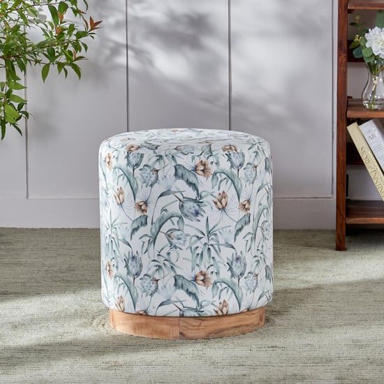 Hibiscus Fabric Pouffe - Green