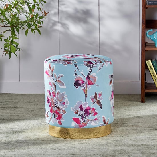 Mogra Fabric Ottoman - Blue