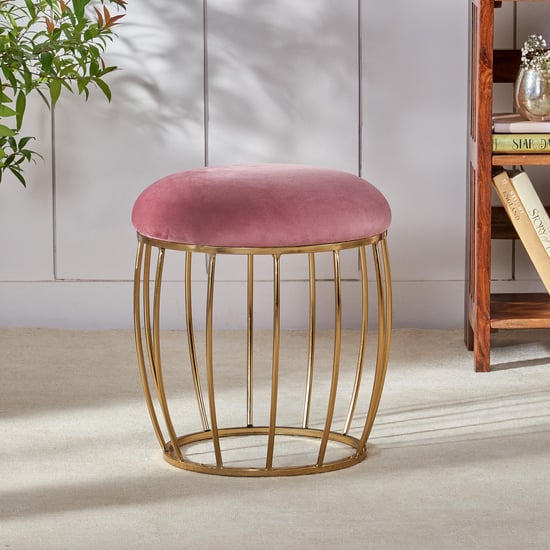 Helios Anthea Fabric Stool - Gold and Pink