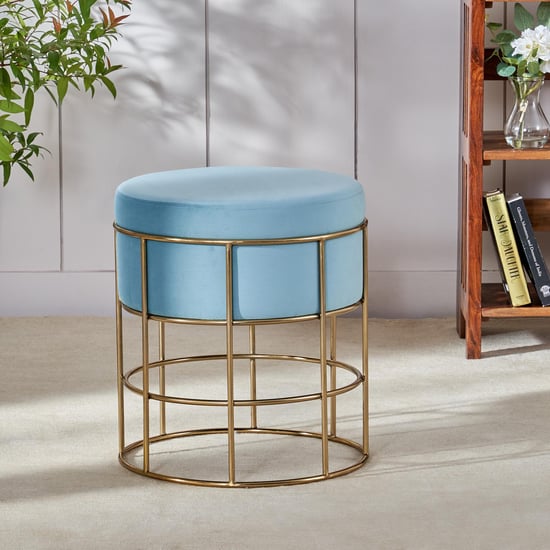 Diamond Fabric Stool - Blue