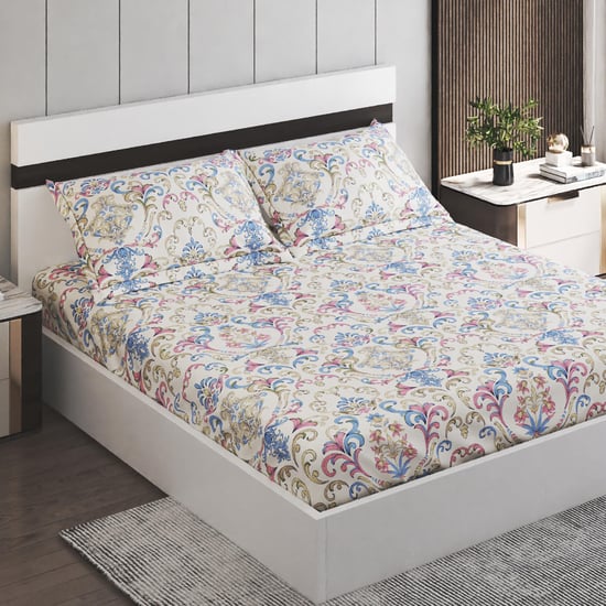 Grandeur Cotton 300TC Printed 3Pcs Super King Bedsheet Set
