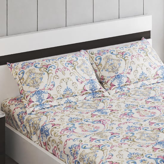 Grandeur Cotton 300TC Printed 3Pcs Super King Bedsheet Set