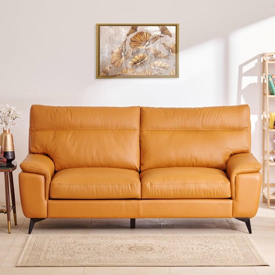 Aprilla NXT Half Leather 3-Seater Sofa - Tan