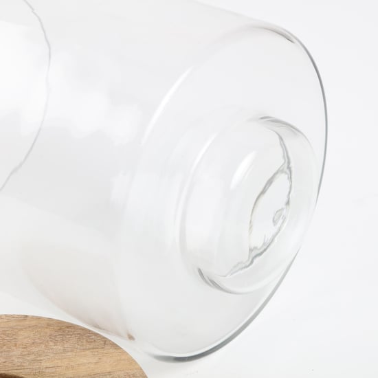 Selena Glass Hurricane Candle Holder with Wooden Base