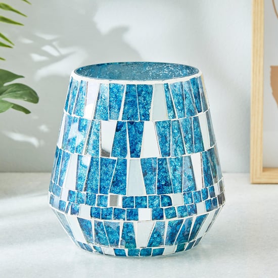 Mabel Decor Glass Mosaic Patterned Hurricane Candle Holder