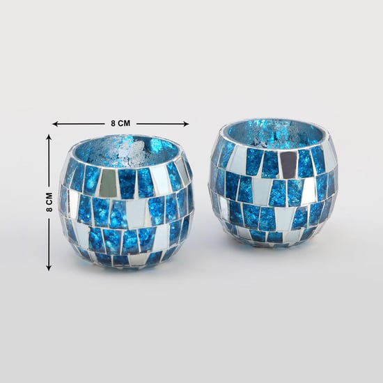 Mabel Decor Set of 2 Glass Mosaic Patterned T-Light Holders