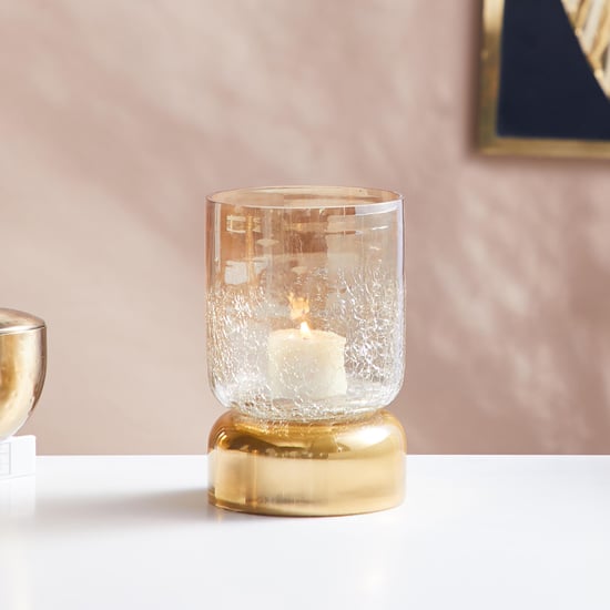 Austin Glass Crackled Votive Holder