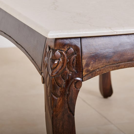 Victoria Marble Top 6-Seater Dining Set with Chairs - Beige