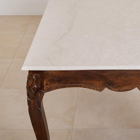 Victoria Marble Top 6-Seater Dining Set with Chairs - Beige