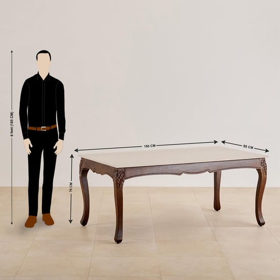 Victoria Marble Top 6-Seater Dining Set with Chairs - Beige