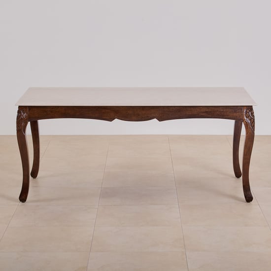 Victoria Marble Top 6-Seater Dining Set with Chairs - Beige