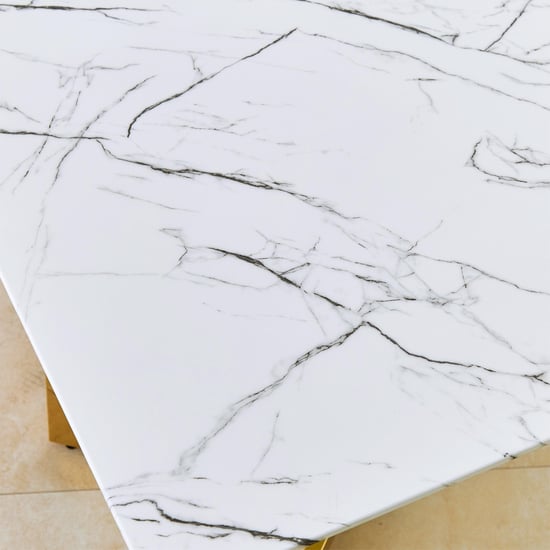 Bianca Glass Top 6-Seater Dining Set with Chairs - White and Blue