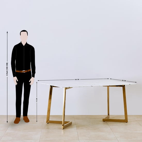 Bianca Glass Top 6-Seater Dining Set with Chairs - White and Blue