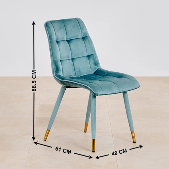 Bianca Glass Top 6-Seater Dining Set with Chairs - White and Blue