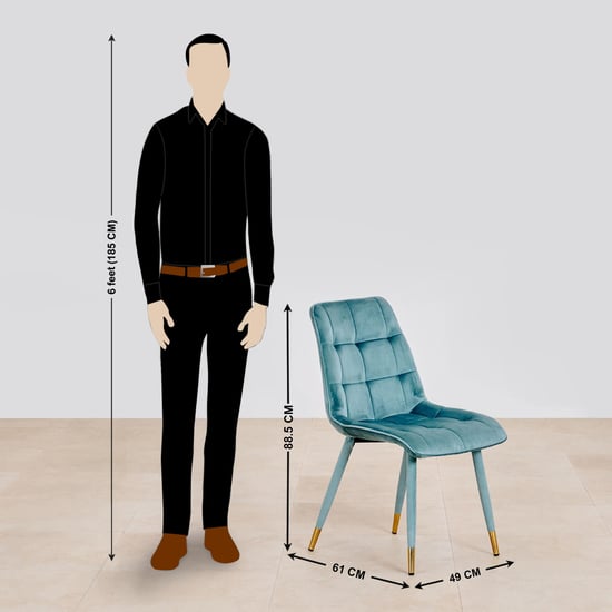 Bianca Glass Top 6-Seater Dining Set with Chairs - White and Blue