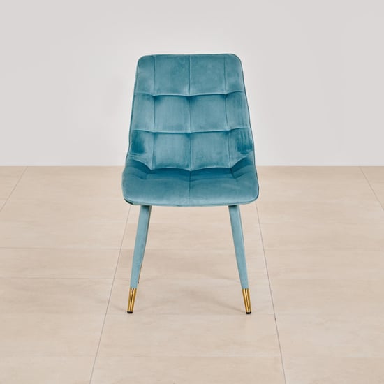 Bianca Glass Top 6-Seater Dining Set with Chairs - White and Blue