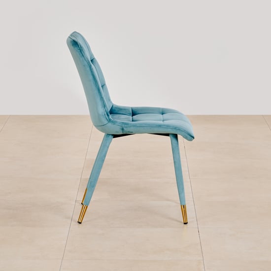 Bianca Glass Top 6-Seater Dining Set with Chairs - White and Blue