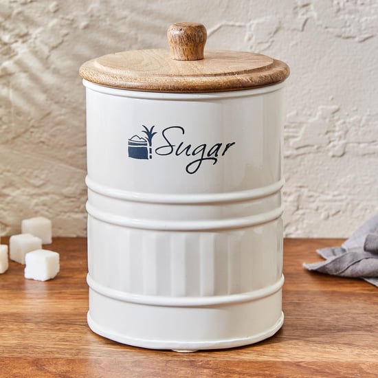 Mirage Metal Sugar Storage Container With Mango Wood Lid