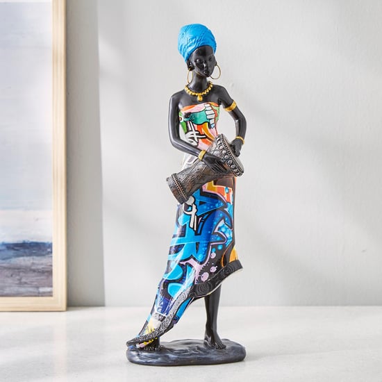 Corsica Kadence Polyresin African Woman with Doumbek Figurine