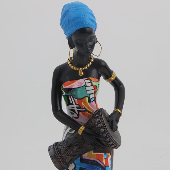 Corsica Kadence Polyresin African Woman with Doumbek Figurine