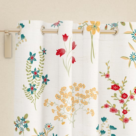 Saddle Set of 2 Floral Printed Light Filtering Window Curtains