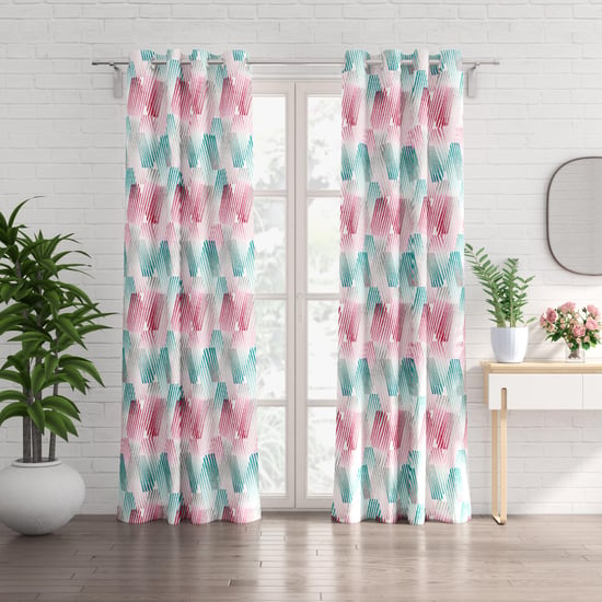 Saddle Set of 2 Geometric Printed Light Filtering Door Curtains