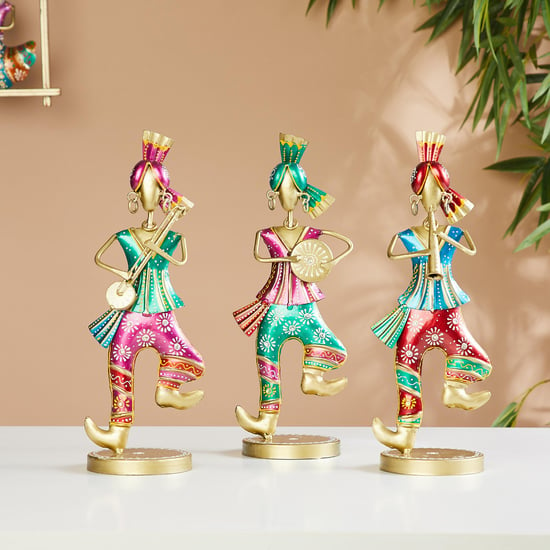 Corsica Mystic India Set of 3 Metal Dancing Musician Figurines