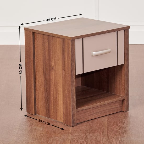 Leon Bed Side Table with Drawer - Brown