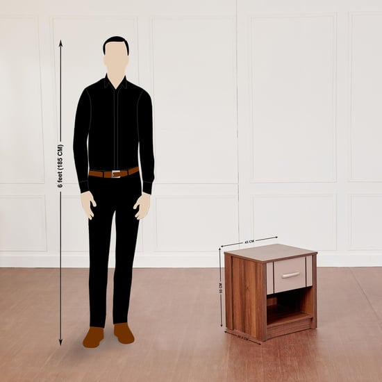 Leon Bed Side Table with Drawer - Brown