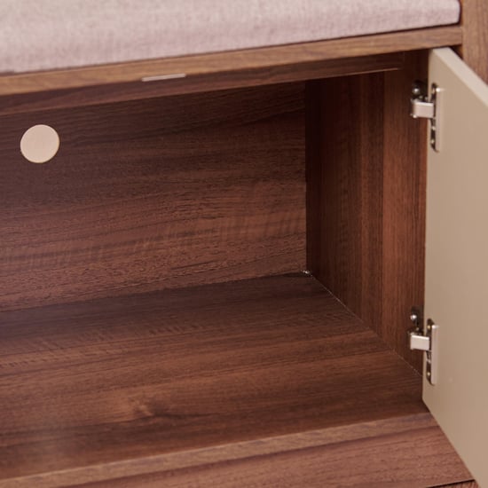 Leon 14 Pairs Shoe Cabinet with Cushion Seat - Brown