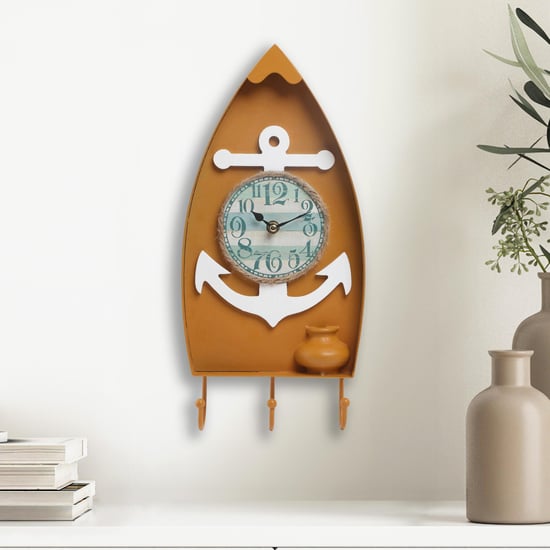 Corsica Metal Anchor Wall Clock - 39x19cm
