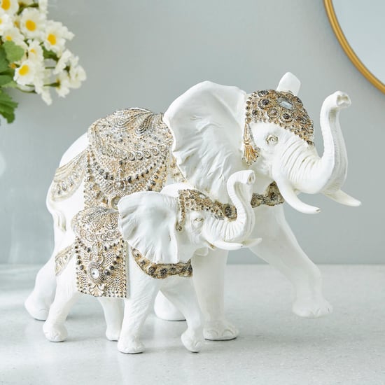 Corsica Polyresin Elephant and Calf Figurine